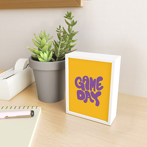 DENY Designs Gameday Yellow and Purple 1 Framed Mini Art Print