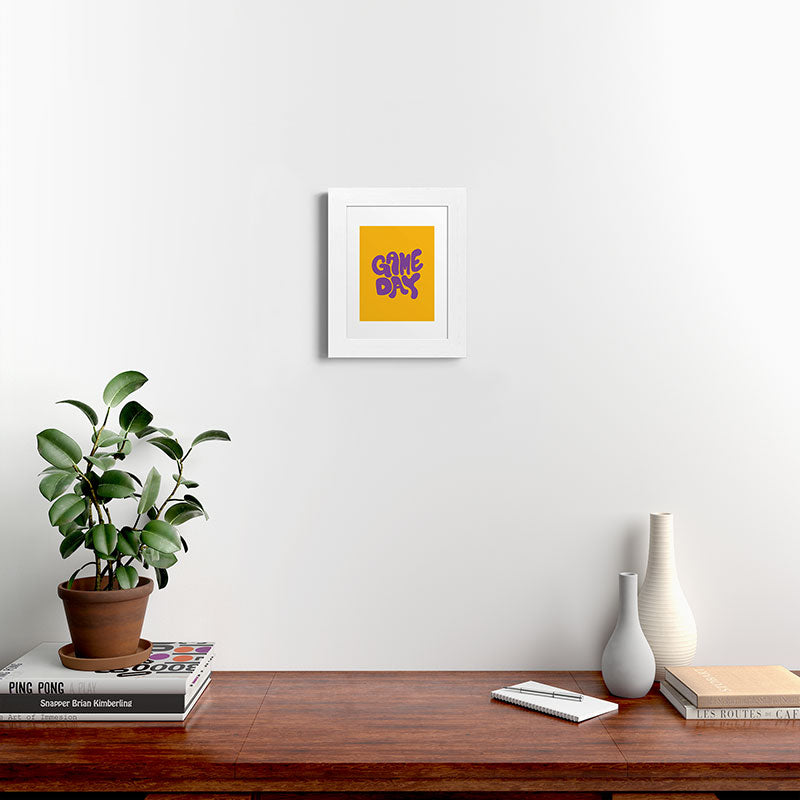 DENY Designs Gameday Yellow and Purple 1 Framed Art Print