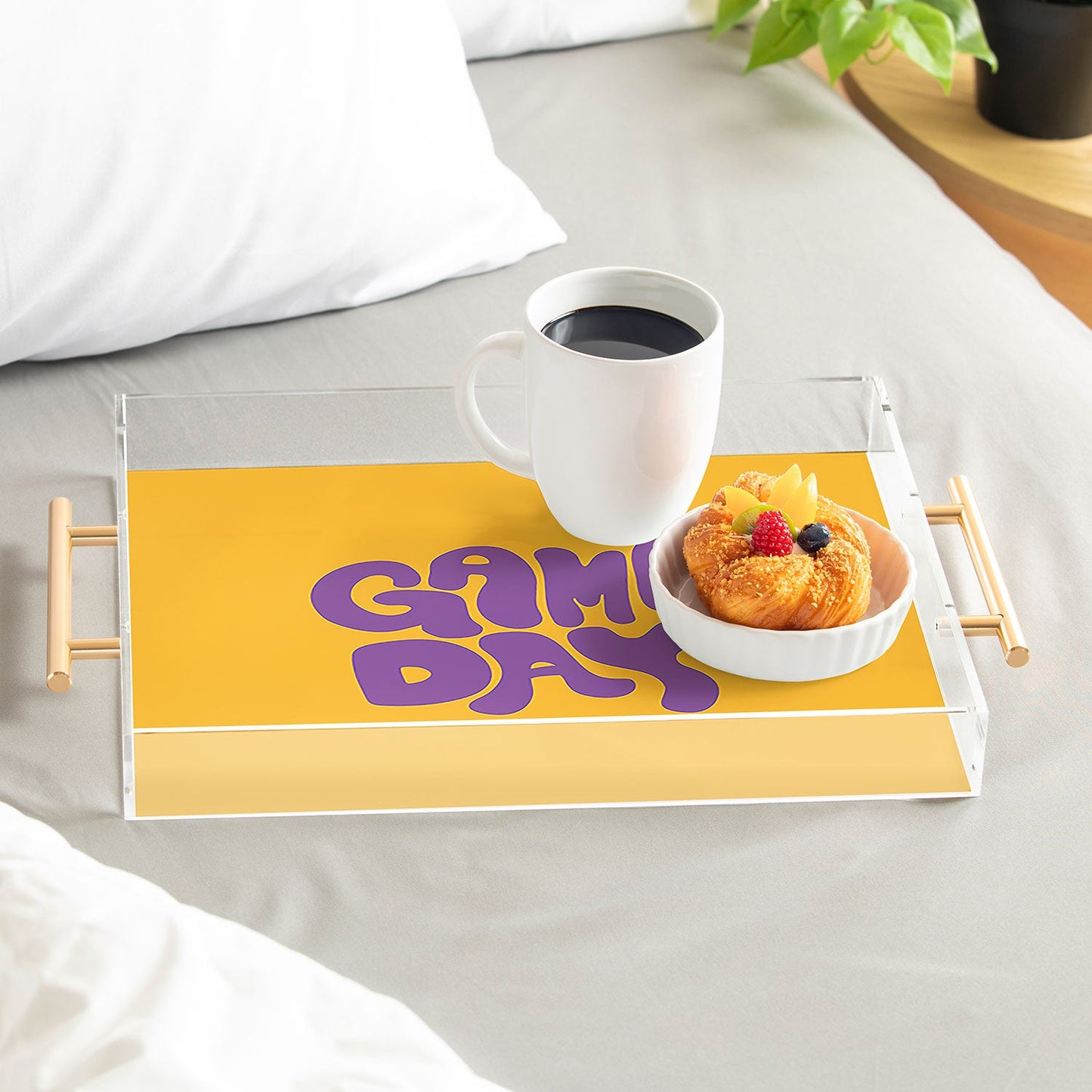 DENY Designs Gameday Yellow and Purple 1 Acrylic Tray