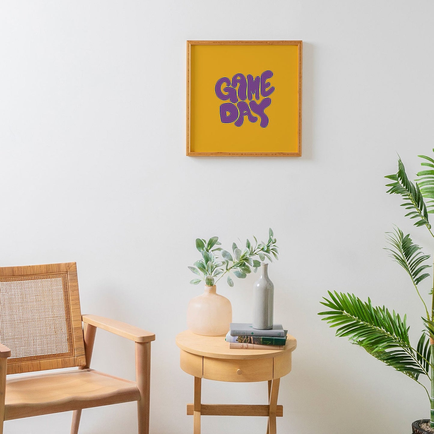 DENY Designs Gameday Yellow and Purple 1 Framed Wall Art