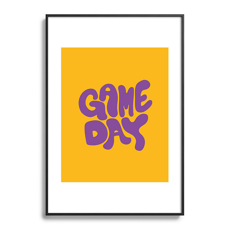 DENY Designs Gameday Yellow and Purple 1 Metal Framed Art Print