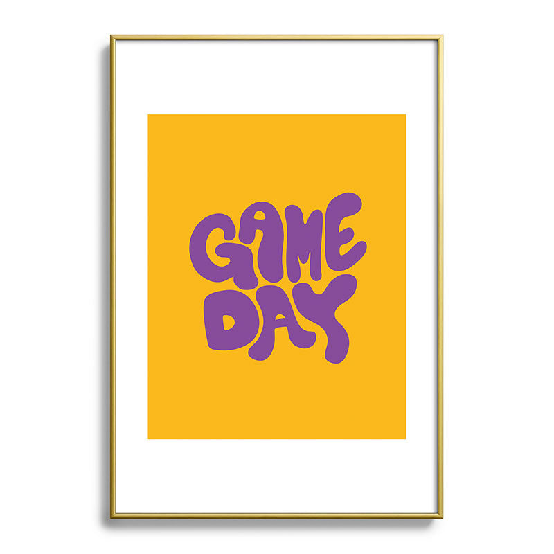 DENY Designs Gameday Yellow and Purple 1 Metal Framed Art Print