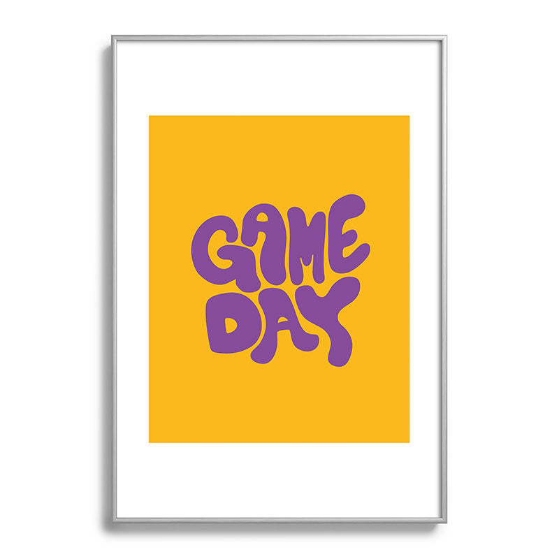 DENY Designs Gameday Yellow and Purple 1 Metal Framed Art Print