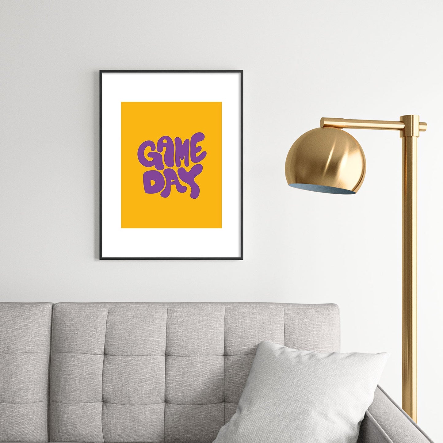 DENY Designs Gameday Yellow and Purple 1 Metal Framed Art Print