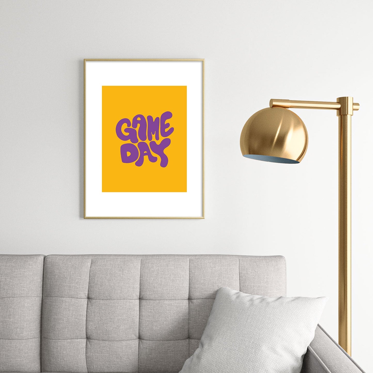 DENY Designs Gameday Yellow and Purple 1 Metal Framed Art Print