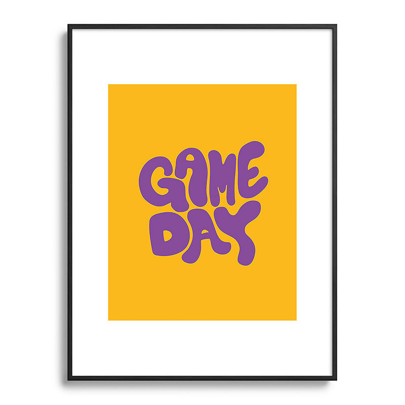 DENY Designs Gameday Yellow and Purple 1 Metal Framed Art Print