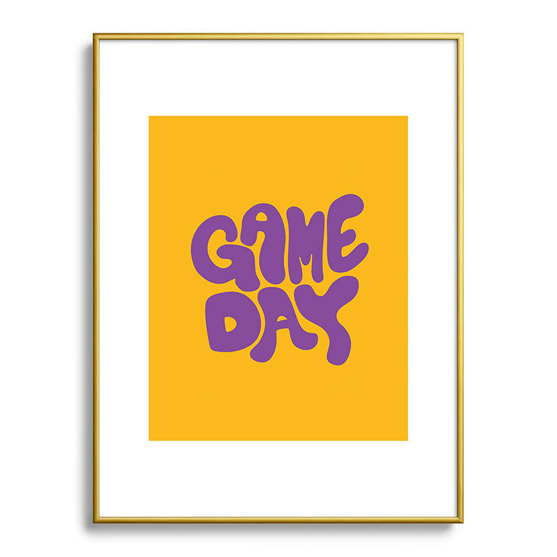 DENY Designs Gameday Yellow and Purple 1 Metal Framed Art Print