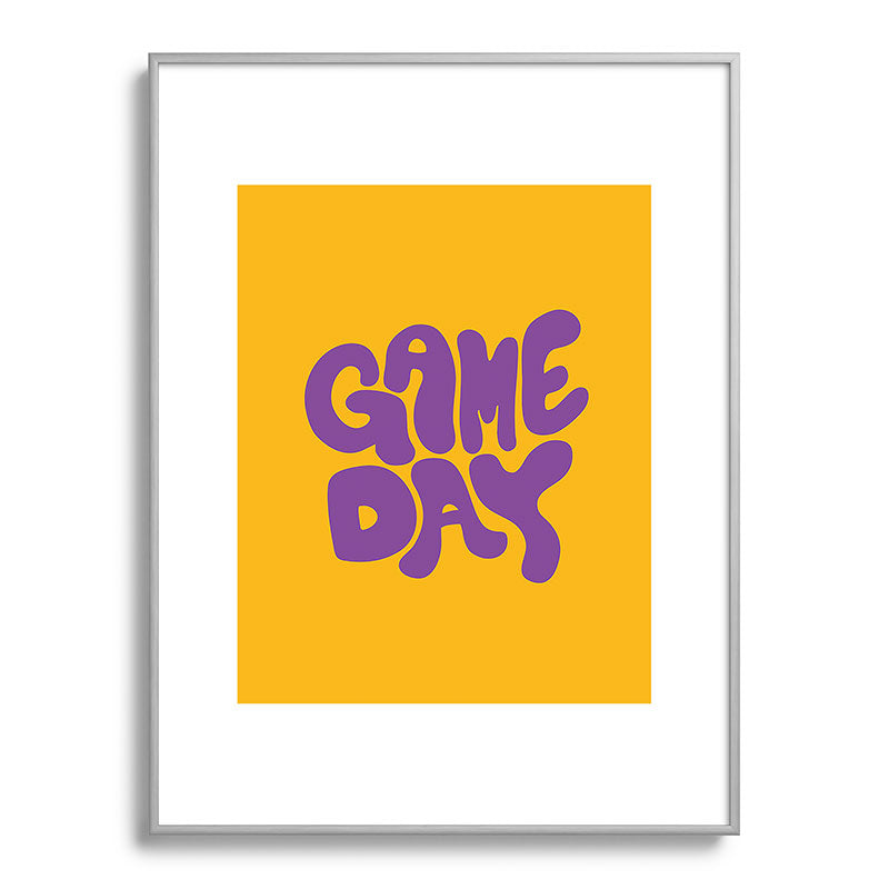 DENY Designs Gameday Yellow and Purple 1 Metal Framed Art Print
