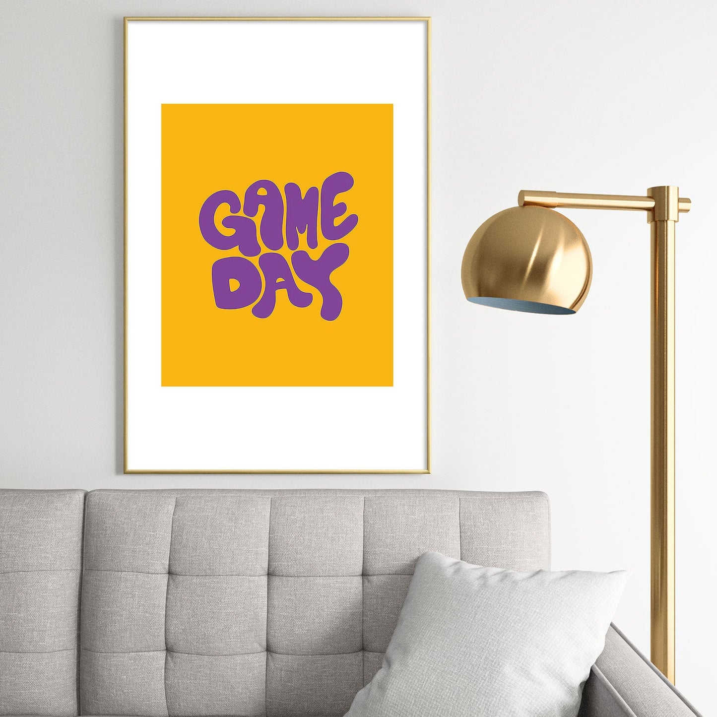 DENY Designs Gameday Yellow and Purple 1 Metal Framed Art Print
