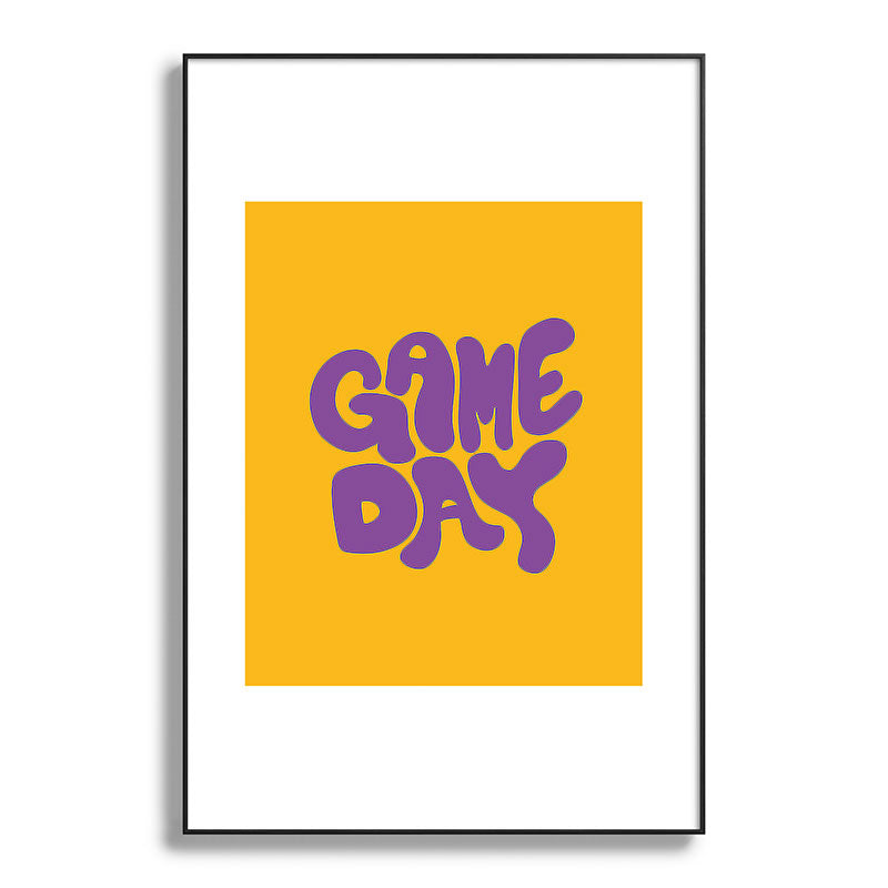 DENY Designs Gameday Yellow and Purple 1 Metal Framed Art Print