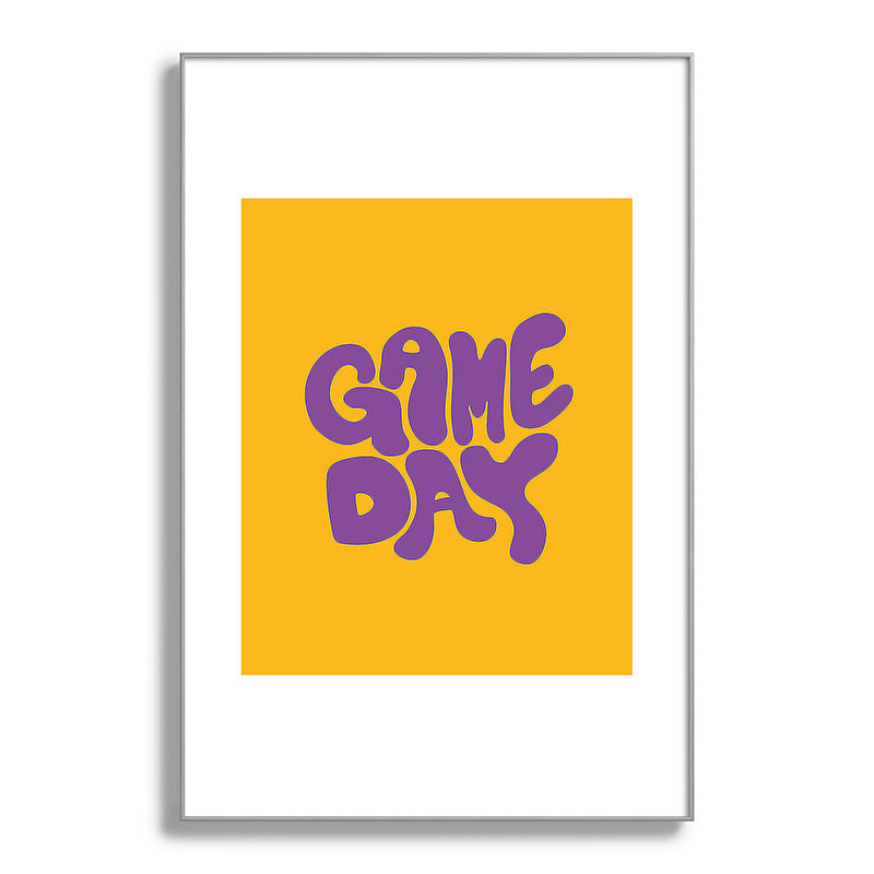 DENY Designs Gameday Yellow and Purple 1 Metal Framed Art Print