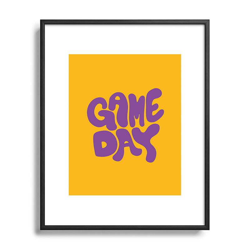 DENY Designs Gameday Yellow and Purple 1 Metal Framed Art Print