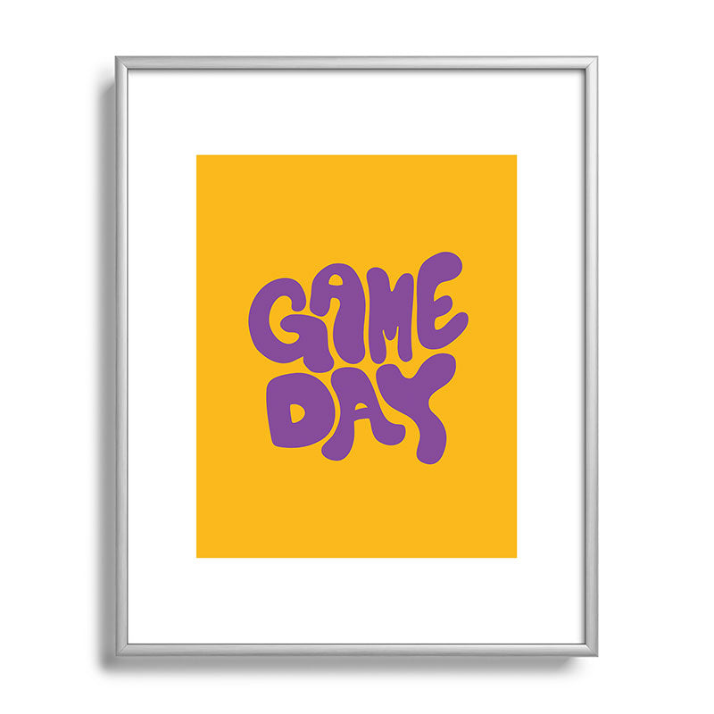 DENY Designs Gameday Yellow and Purple 1 Metal Framed Art Print