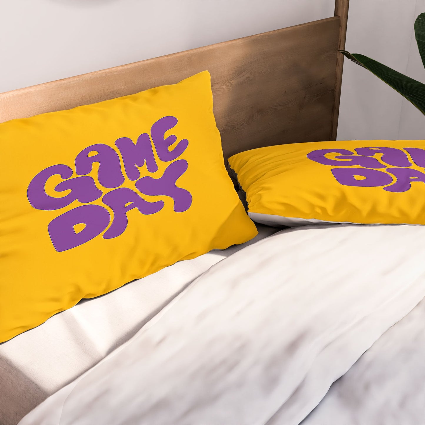 DENY Designs Gameday Yellow and Purple 1 Pillow Shams