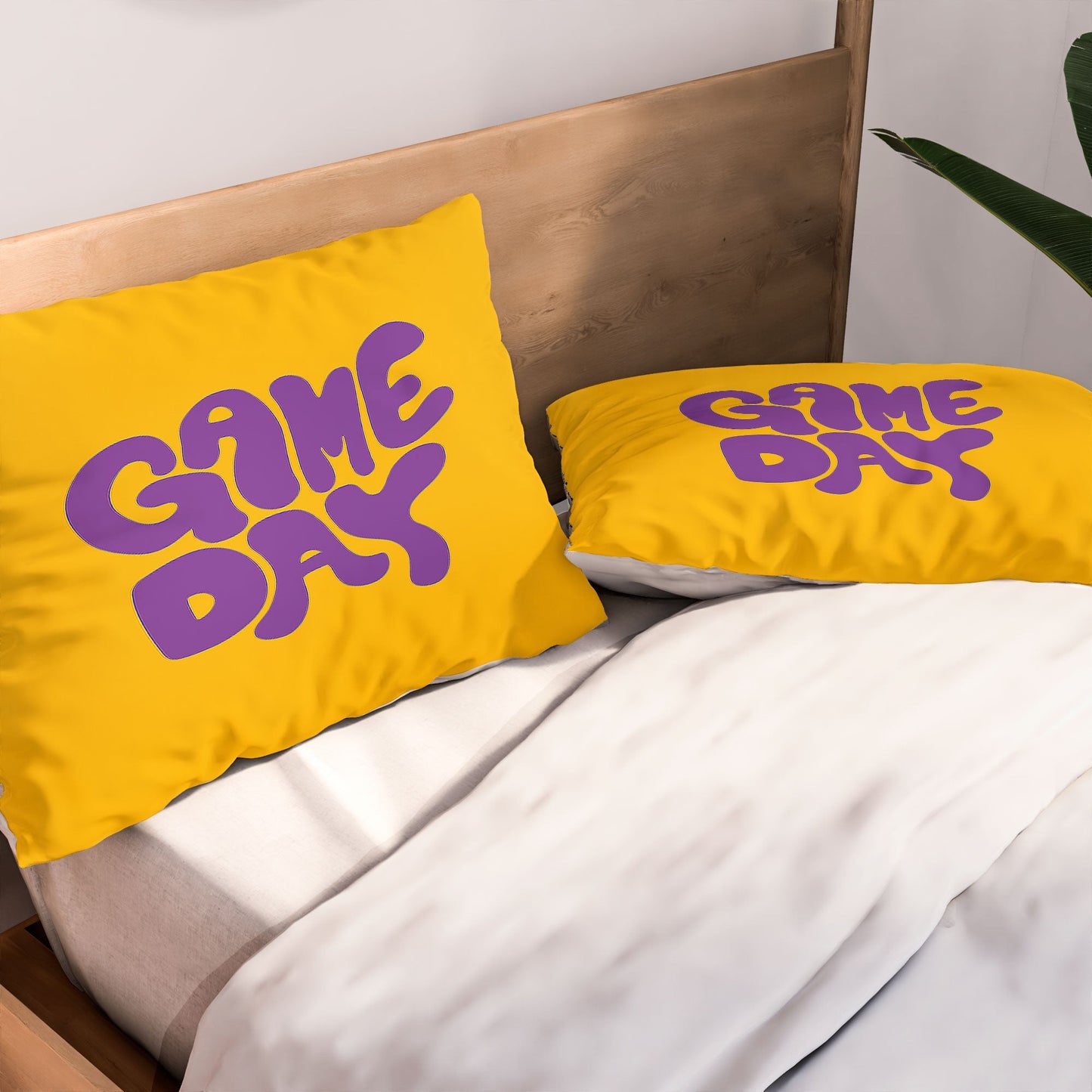 DENY Designs Gameday Yellow and Purple 1 Pillow Shams