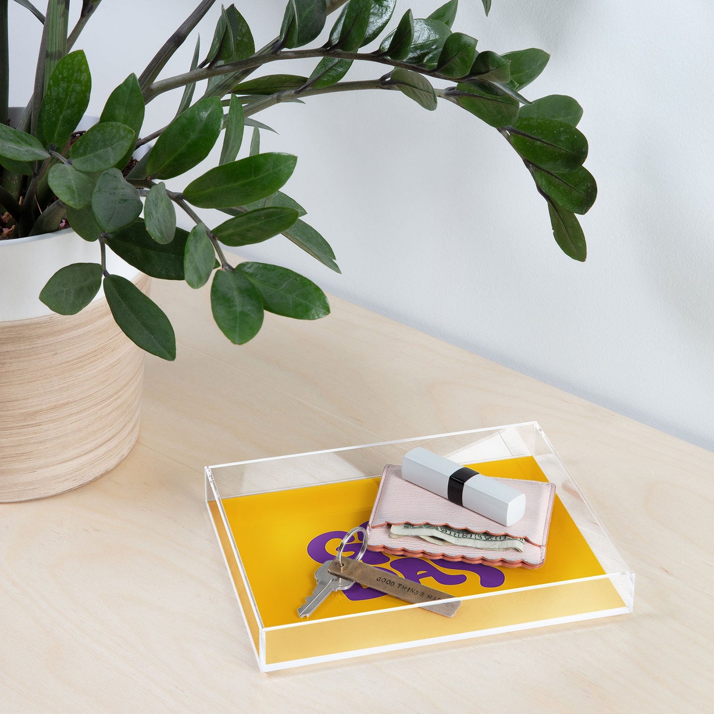 DENY Designs Gameday Yellow and Purple 1 Acrylic Tray