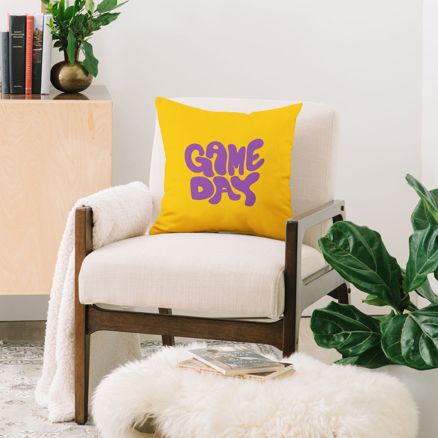DENY Designs Gameday Yellow and Purple 1 Throw Pillow