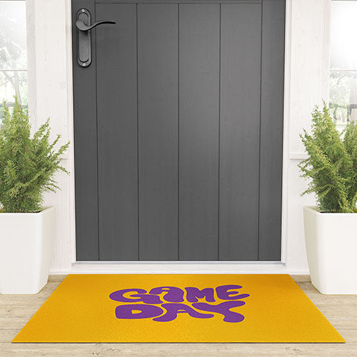 DENY Designs Gameday Yellow and Purple 1 Welcome Mat