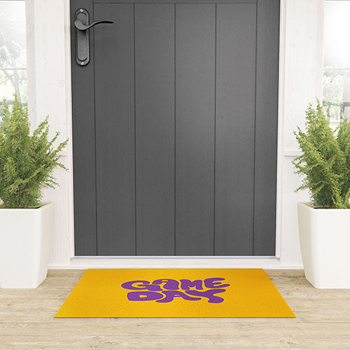 DENY Designs Gameday Yellow and Purple 1 Welcome Mat