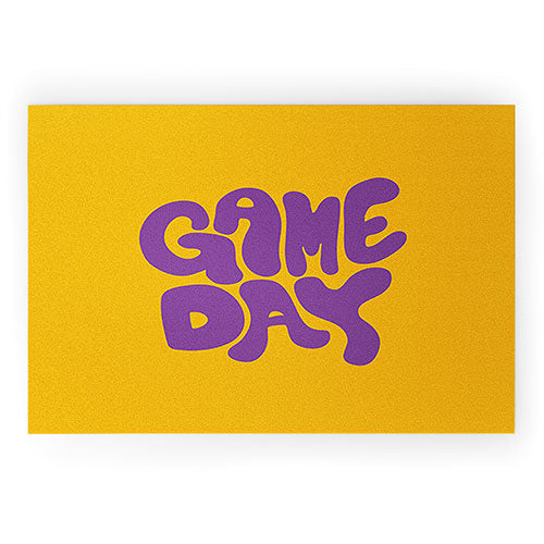 DENY Designs Gameday Yellow and Purple 1 Welcome Mat
