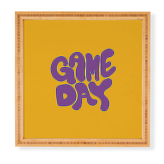 DENY Designs Gameday Yellow and Purple 1 Framed Wall Art