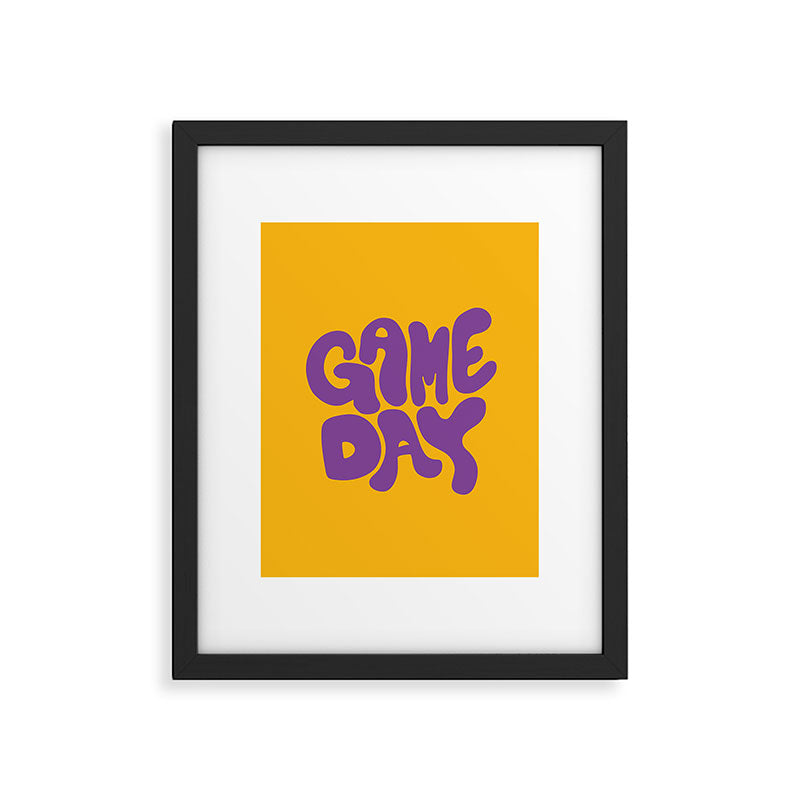 DENY Designs Gameday Yellow and Purple 1 Framed Art Print