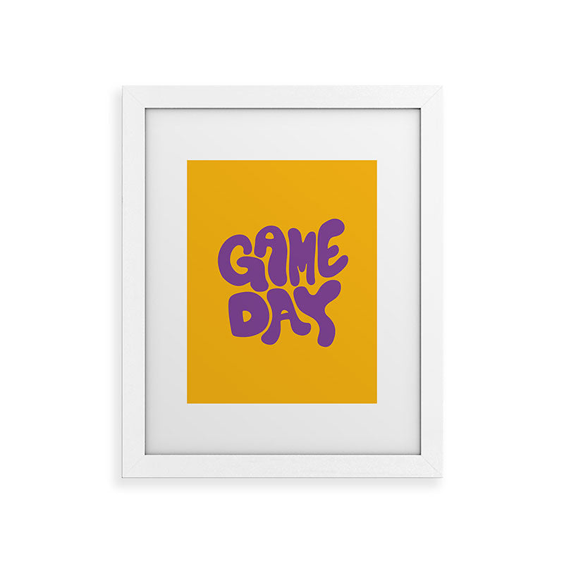 DENY Designs Gameday Yellow and Purple 1 Framed Art Print
