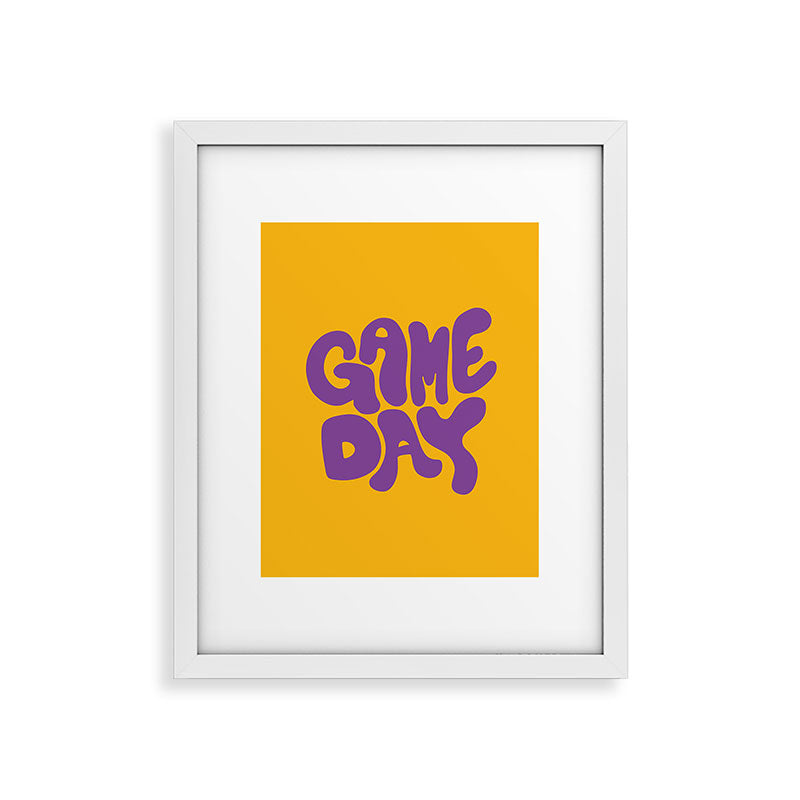 DENY Designs Gameday Yellow and Purple 1 Framed Art Print