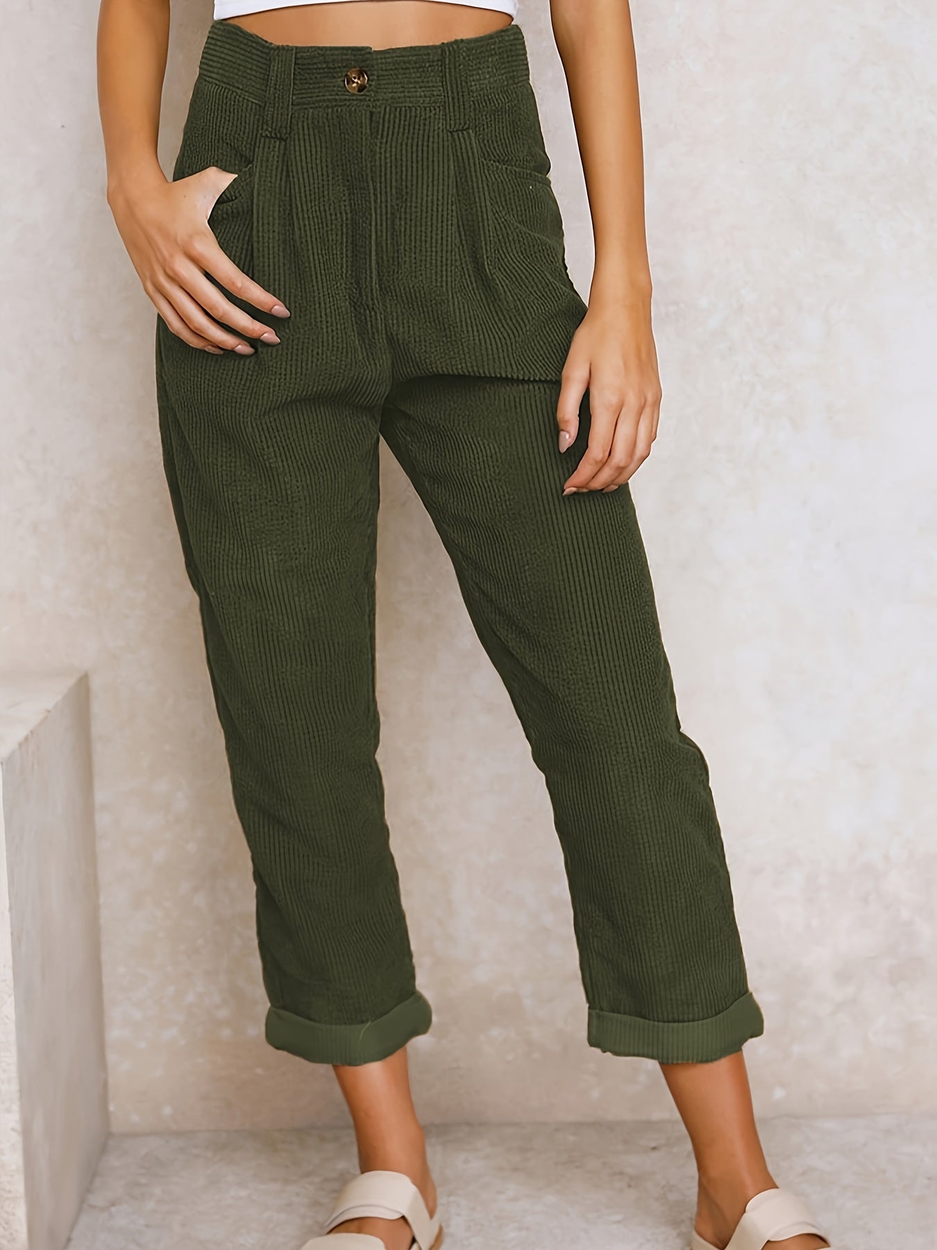 Cropped Corduroy Broek voor Dames