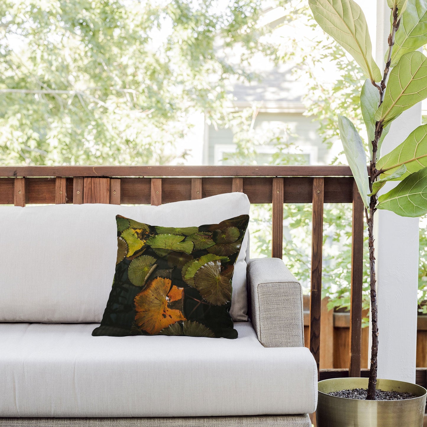Hello Twiggs Lily Pads Outdoor Throw Pillow