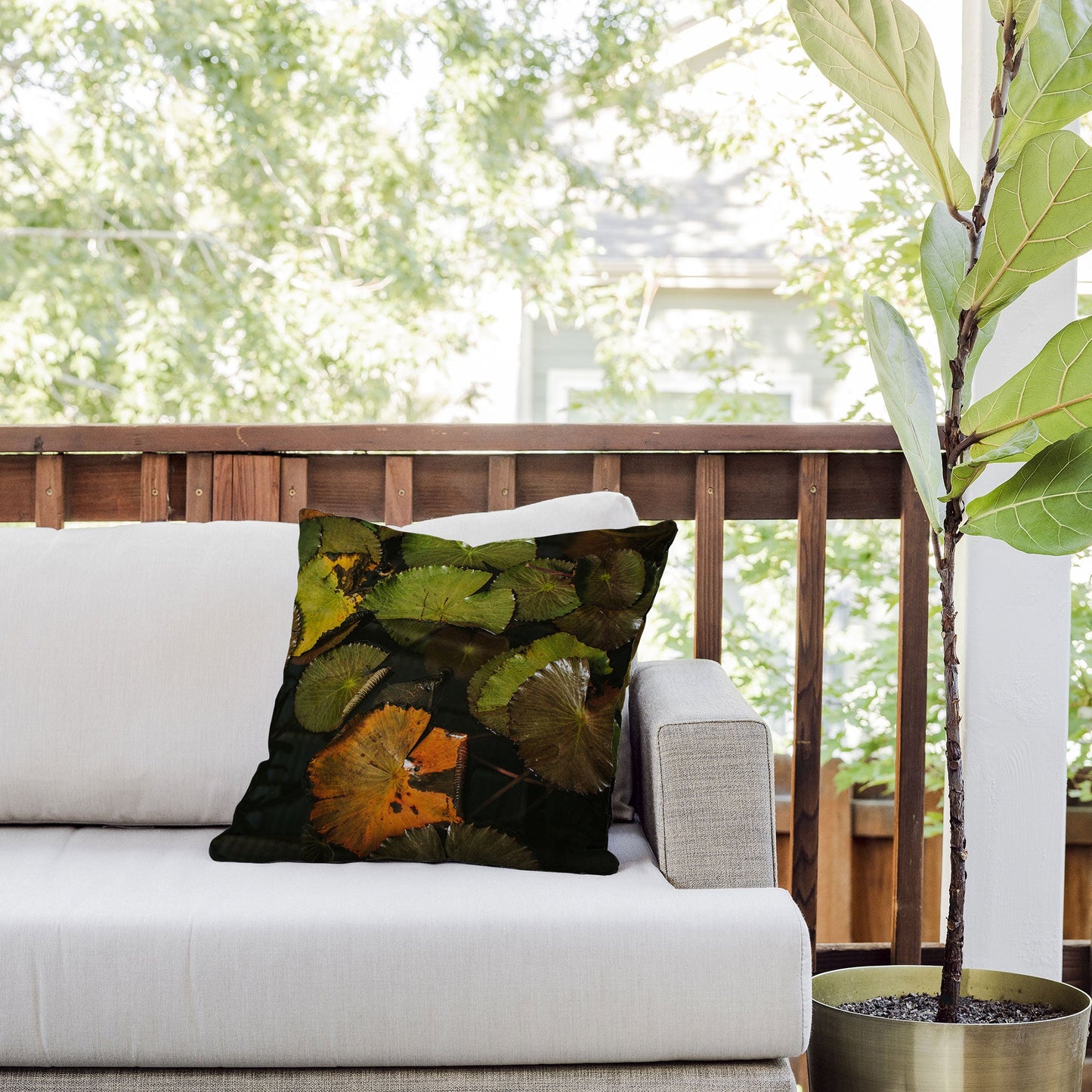 Hello Twiggs Lily Pads Outdoor Throw Pillow