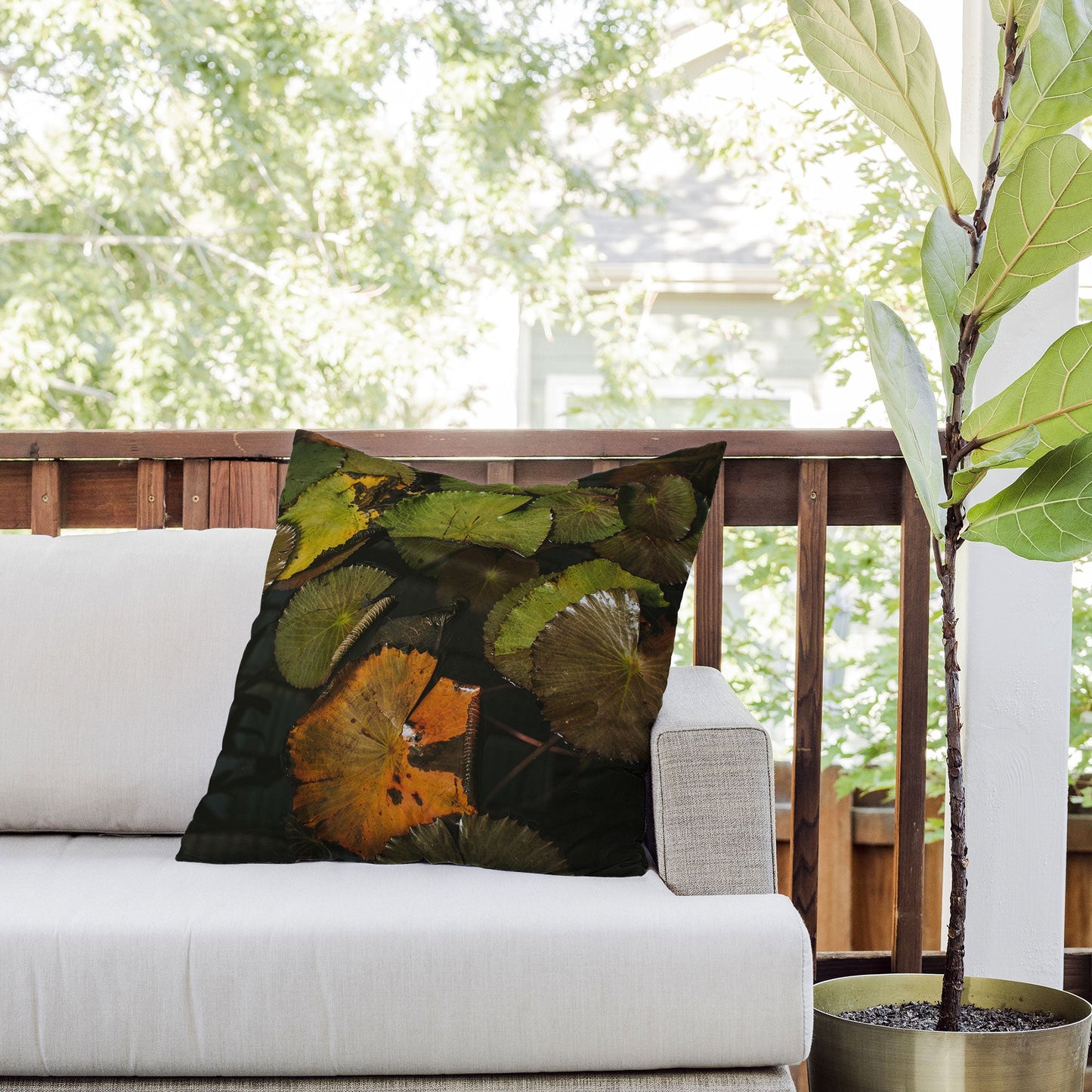 Hello Twiggs Lily Pads Outdoor Throw Pillow