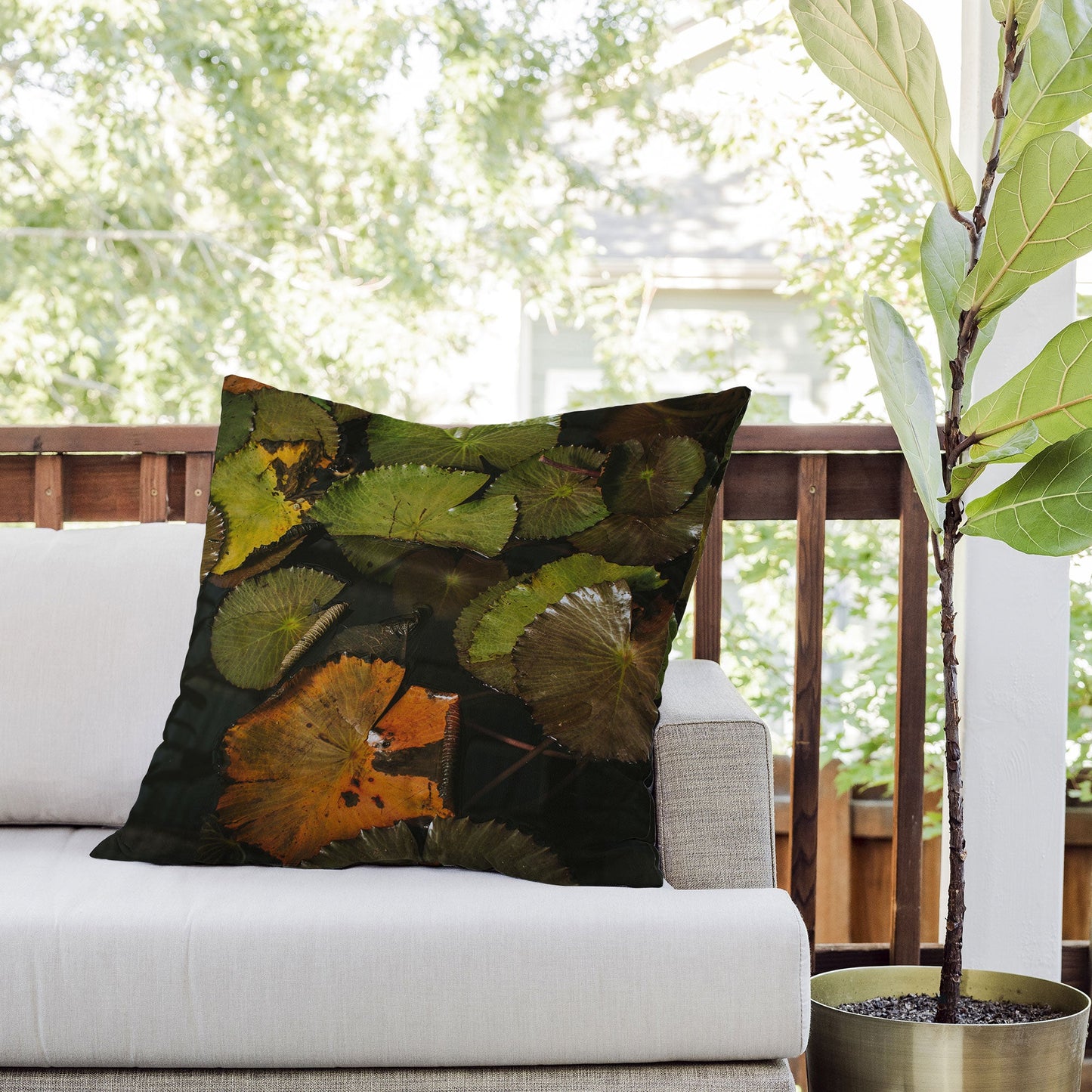 Hello Twiggs Lily Pads Outdoor Throw Pillow