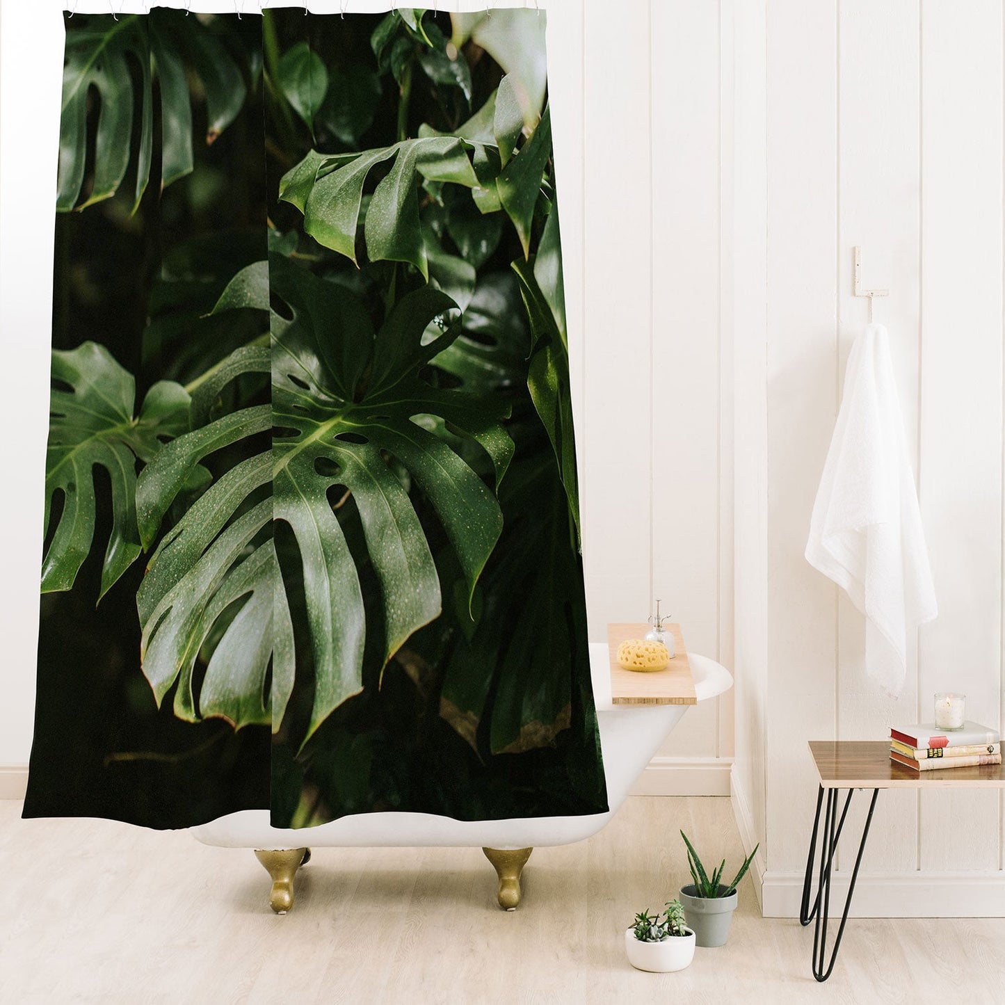 Hello Twiggs Monstera Leaves Shower Curtain
