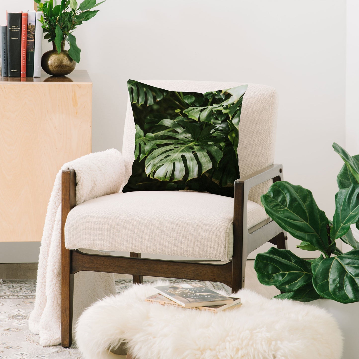 Hello Twiggs Monstera Leaves Throw Pillow