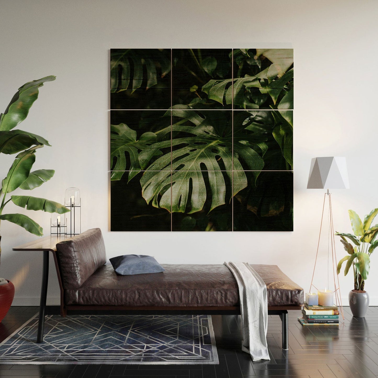 Hello Twiggs Monstera Leaves Wood Wall Mural