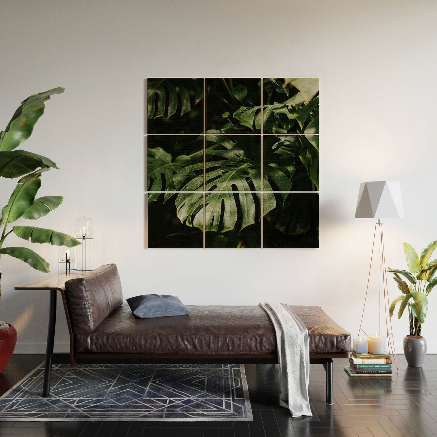 Hello Twiggs Monstera Leaves Wood Wall Mural