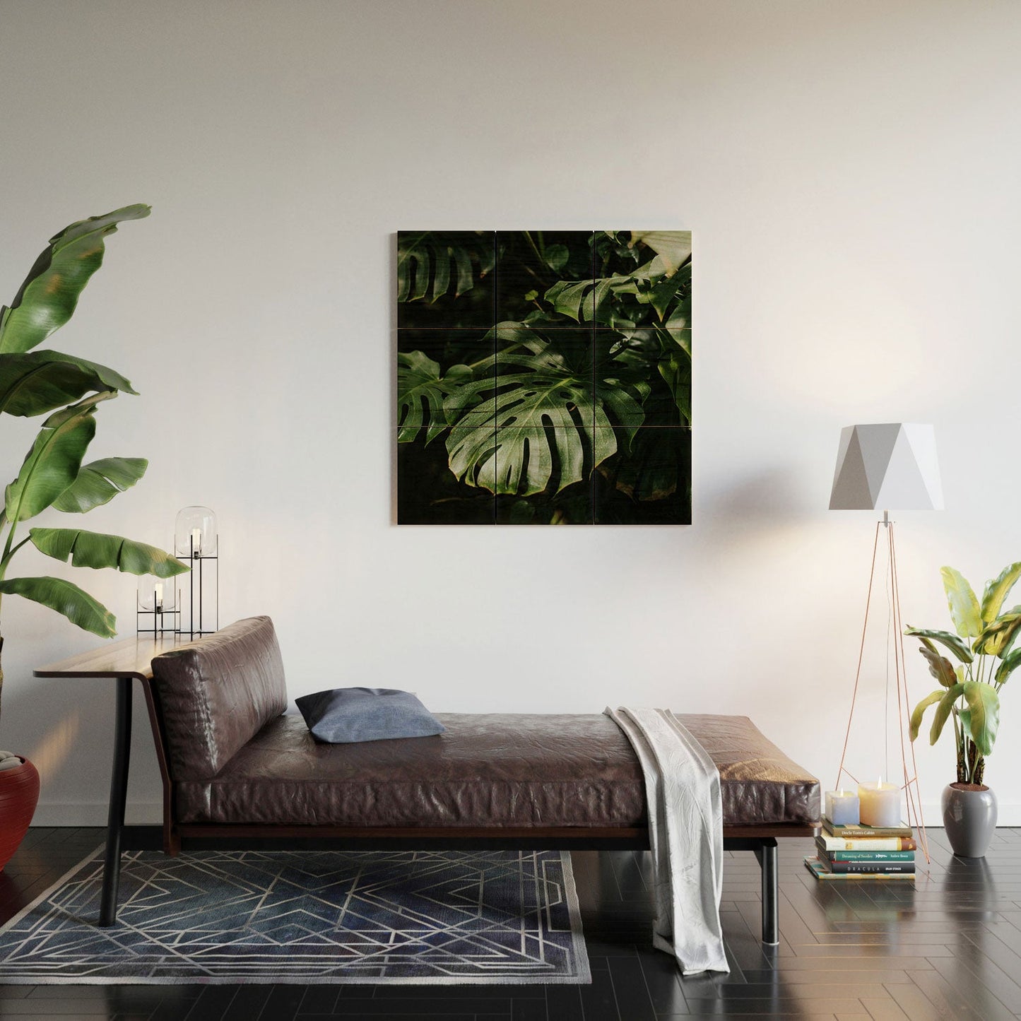 Hello Twiggs Monstera Leaves Wood Wall Mural