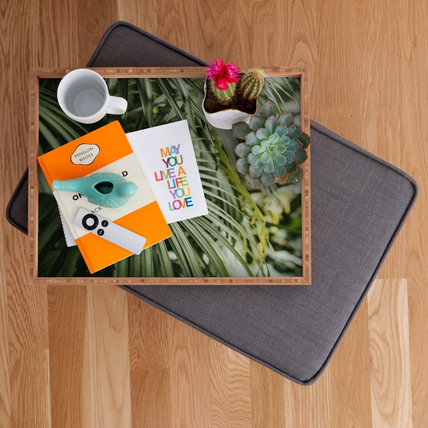 Hello Twiggs Tropical Green Palm Rectangular Tray