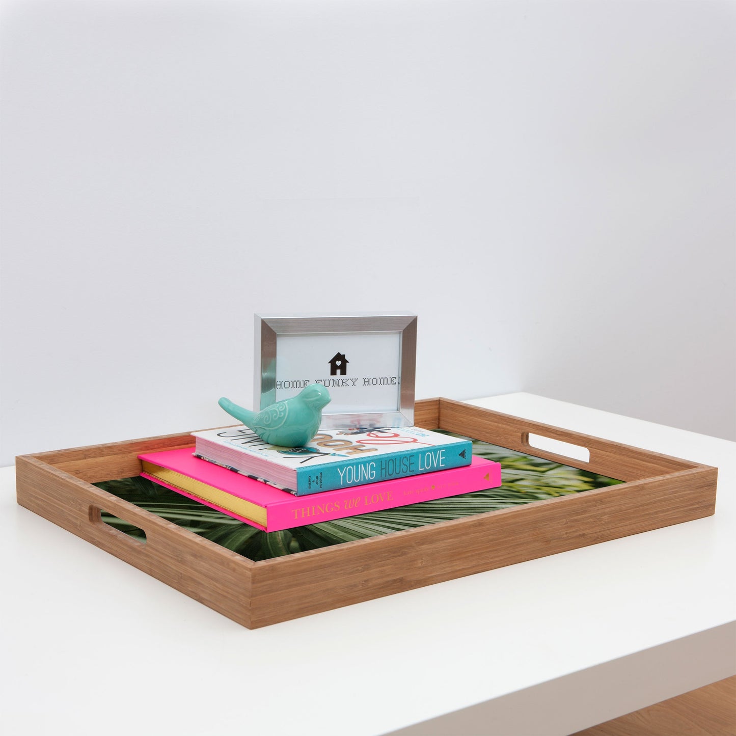 Hello Twiggs Tropical Green Palm Rectangular Tray