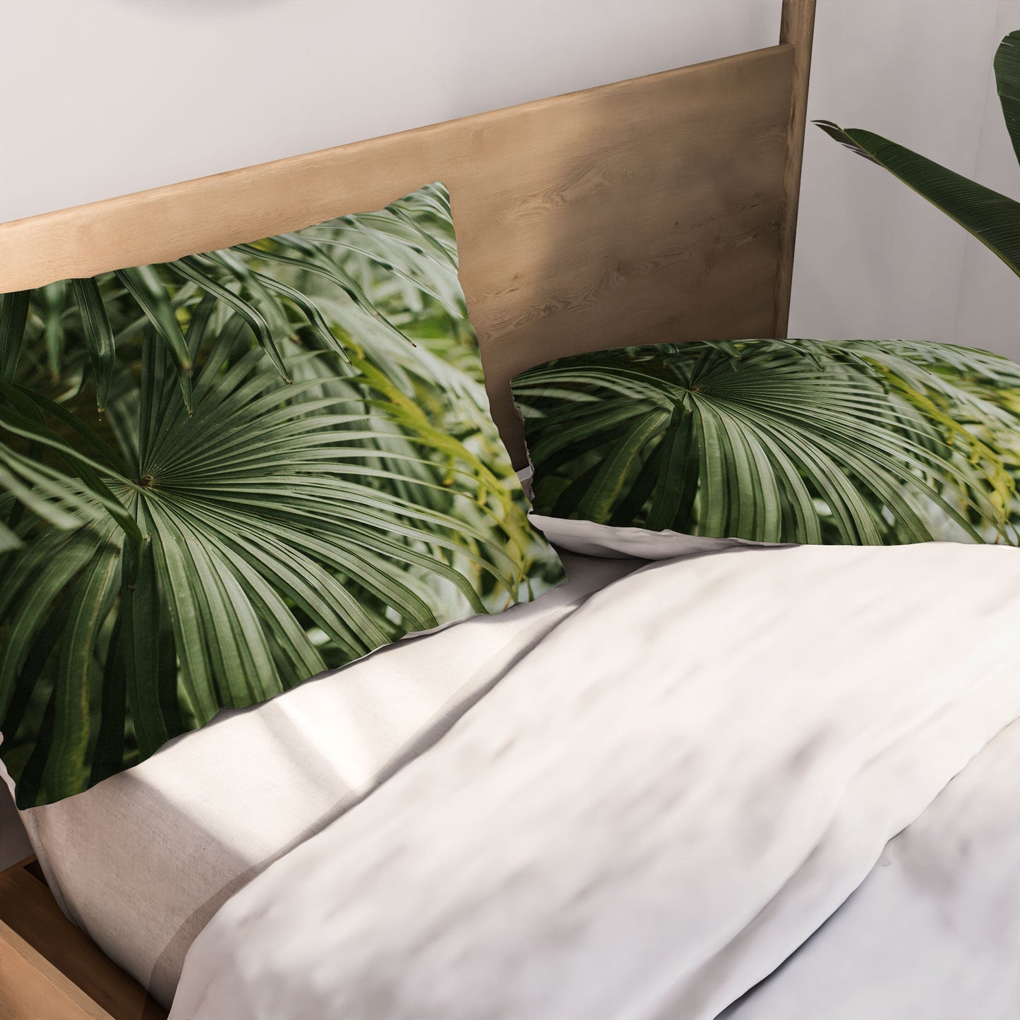 Hello Twiggs Tropical Green Palm Pillow Shams