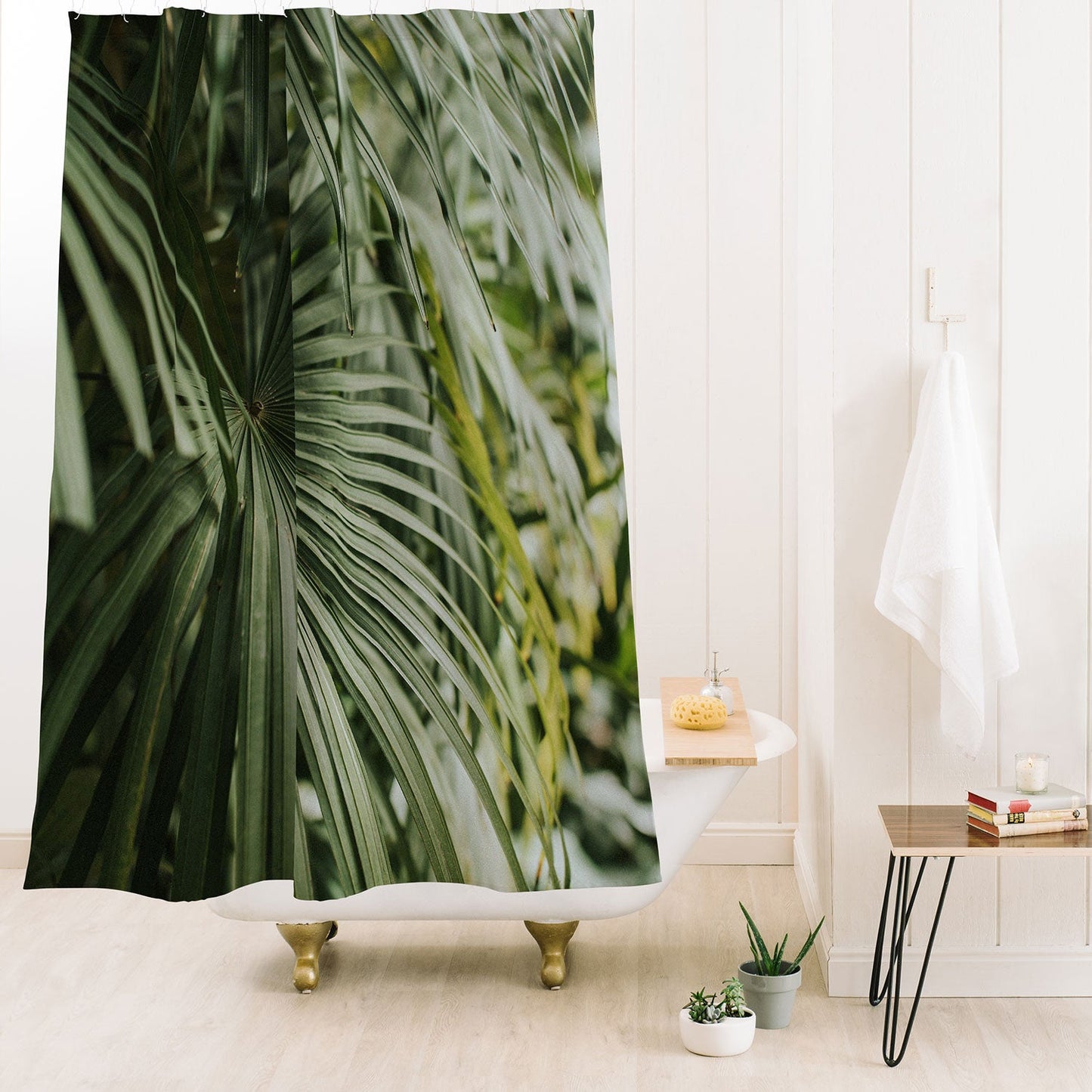 Hello Twiggs Tropical Green Palm Shower Curtain