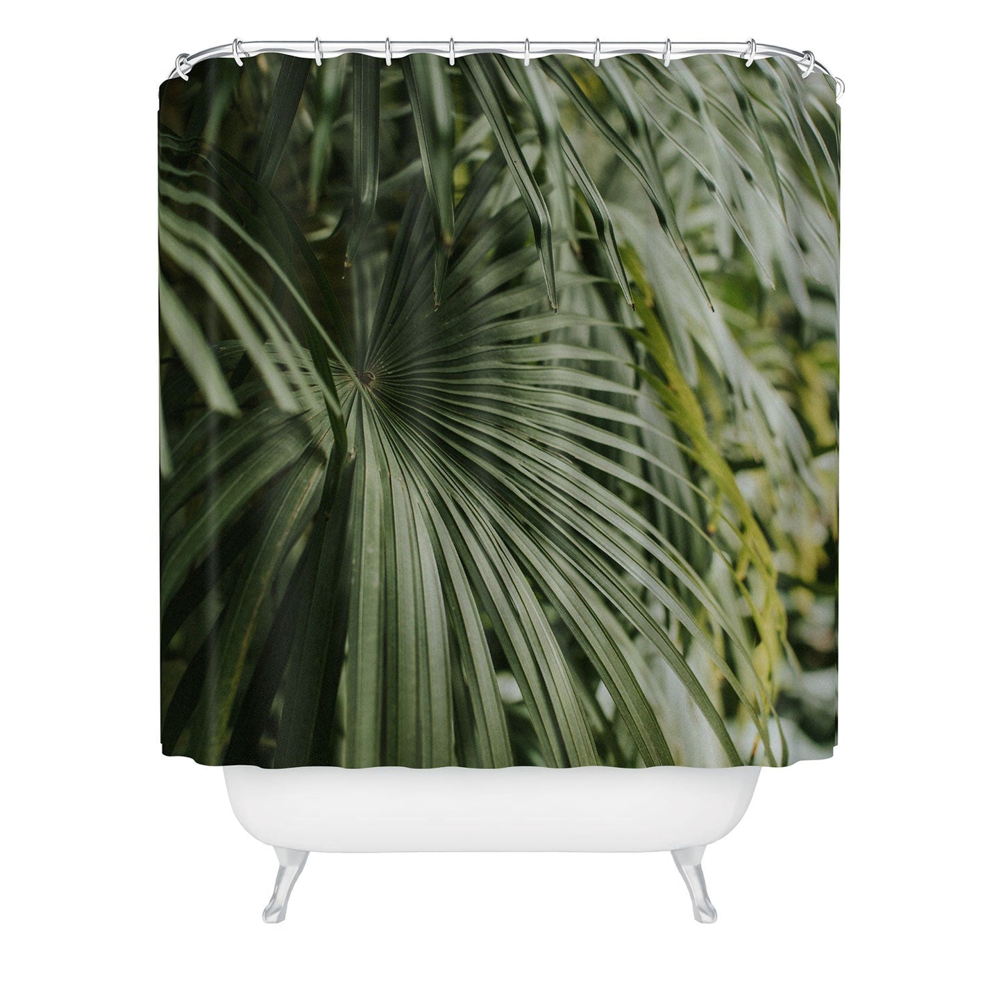 Hello Twiggs Tropical Green Palm Shower Curtain
