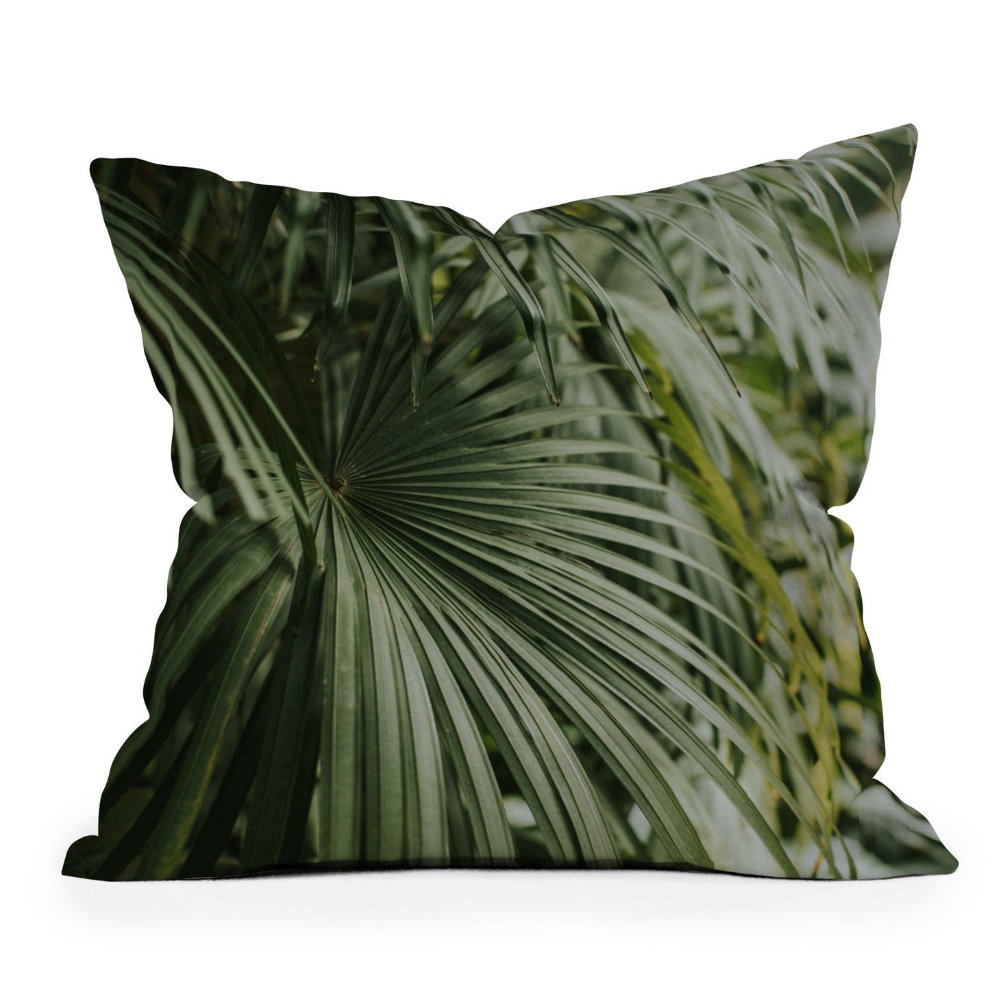 Hello Twiggs Tropical Green Palm Outdoor Throw Pillow