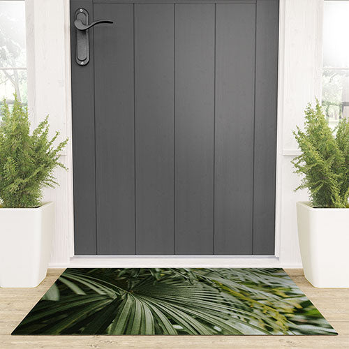 Hello Twiggs Tropical Green Palm Welcome Mat