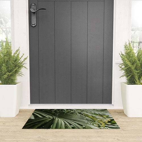Hello Twiggs Tropical Green Palm Welcome Mat