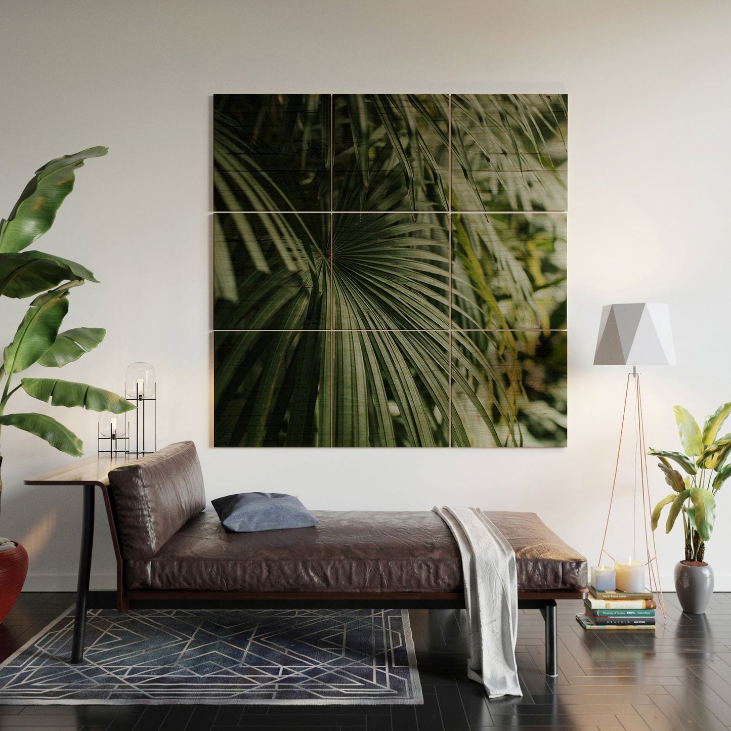 Hello Twiggs Tropical Green Palm Wood Wall Mural