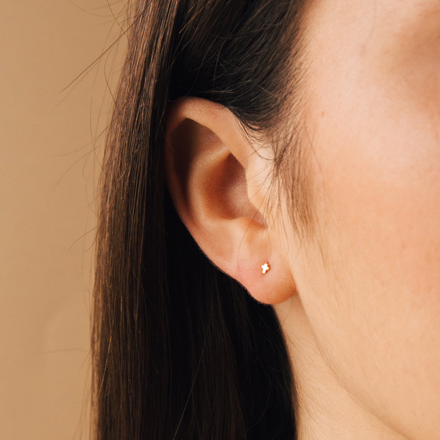 Tiny Cross Earrings by Caitlyn Minimalist • Minimalist Earrings • Dainty Earrings • Second Hole Earrings • Gift for Her • ER089