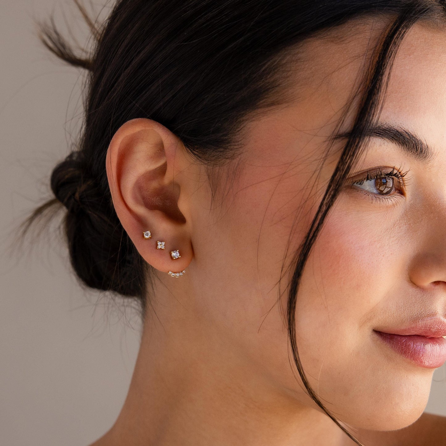 Diamond Ear Jacket Earrings by Caitlyn Minimalist • Dainty Front Back Crystal Stud Earrings • Art Deco Jewelry • Maid of Honor Gift • ER551