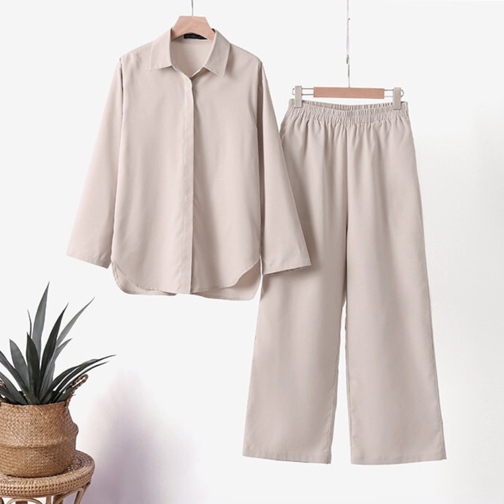 Daria - Trendy Effen Overhemd-set voor Vrouwen